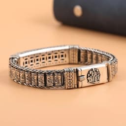 Factory Price S925 Sterling Silver Retro Lucky Pixiu Man Bracelet Thick Style Domineering Trend Personality Jewelry Gift