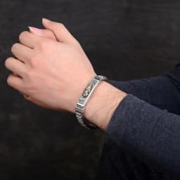 Factory Price S925 Sterling Silver Retro Lucky Pixiu Man Bracelet Thick Style Domineering Trend Personality Jewelry Gift