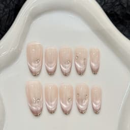 10 PCS Luxury Handmade Press on Nails Almond Purple Tenderness Design with 3-PIECE Tool Adhesive Nail Glue Tabs