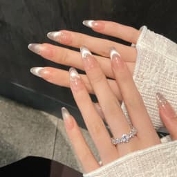 10 PCS Luxury Handmade Press on Nails Almond Purple Tenderness Design with 3-PIECE Tool Adhesive Nail Glue Tabs