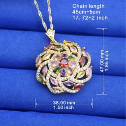 Elegant Multicolor Zirconia Pendant Necklace 18k Golden Plated - for Women Perfect for Weddings & Valentine's