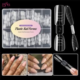BNG Double-Side Dual Forms Set for Poly Nail Gel Almond Coffin Acrylic Nail Forms Nail Extension Mold Kit for DIY Manicure
