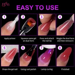 BNG Double-Side Dual Forms Set for Poly Nail Gel Almond Coffin Acrylic Nail Forms Nail Extension Mold Kit for DIY Manicure