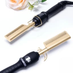 2 In1 Hot Comb Hair Straightener Electric Heating Comb Fast Heating Portable Travel Anti-Scald Beard Straightener Press Comb