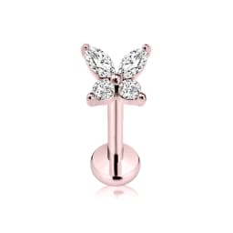 ASTM F136 G23 Titanium Butterfly Insect Threadless Piercing Daith Conch Flat Back Earring Pin Push in Lip Stud 16G 18G 20G
