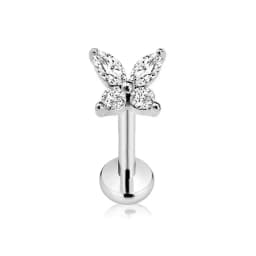 ASTM F136 G23 Titanium Butterfly Insect Threadless Piercing Daith Conch Flat Back Earring Pin Push in Lip Stud 16G 18G 20G
