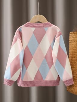 Girls' Autumn Sweater Cardigan New Korean Style Fashionable Children's Knitwear Long-Sleeve Top Jacket