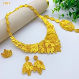 Large Round Pendant 24K Gold Plated Jewelry Set for Women Necklace Earrings Bracelet Ring African Bridal Wedding Party Gifts