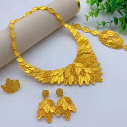 Large Round Pendant 24K Gold Plated Jewelry Set for Women Necklace Earrings Bracelet Ring African Bridal Wedding Party Gifts