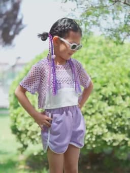 Girls' Three-Piece Outfits New Breathable Summer Thin Fashion Short Sleeve Mesh Top+Letter Print Crop Vest Sling+Letter Print Sport Shorts
