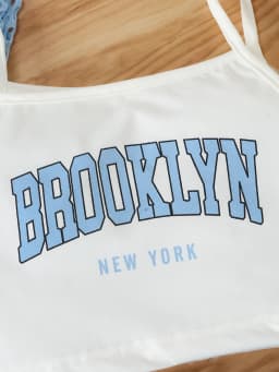Girls' Three-Piece Outfits New Breathable Summer Thin Fashion Short Sleeve Mesh Top+Letter Print Crop Vest Sling+Letter Print Sport Shorts
