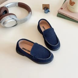 Spring Kids Loafers Suede Minimalist Trendy Unisex Boys Girls Leather Shoes Versatile Slip-resistant Solid Color Children Shoe