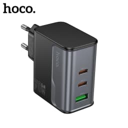 HOCO GaN 70W EU Plug Phone Charger For Samsung S25 S24 Dual USB C PD QC Quick Charging Wall Adapter For iPhone 16/15/14 Pro Max