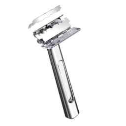 Twin Blade Safety Razor Old-Fashioned Metal Half Guard Blade Design for Men's Body Shaving Safety Razor Includes Matching Stand