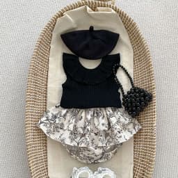 Baby Girls Floral Skirt Shorts 0-4Y Summer Double Layes Vintage Pink/black Floral Girls Tutu Skirt Cotton Toddler Pettiskirt
