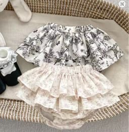 Baby Girls Floral Skirt Shorts 0-4Y Summer Double Layes Vintage Pink/black Floral Girls Tutu Skirt Cotton Toddler Pettiskirt