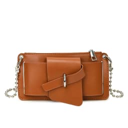 Bead Chain Women's PU Mobile Phone Crossbody Bag For Daily Commute Office Work Solid Color Shoulder Bag Lady Purses