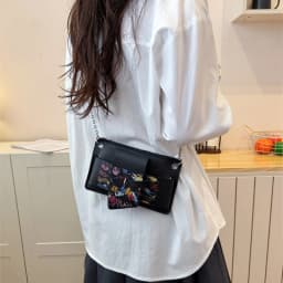 Bead Chain Women's PU Mobile Phone Crossbody Bag For Daily Commute Office Work Solid Color Shoulder Bag Lady Purses
