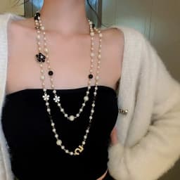 Luxury Multi-Layer Pearl Necklace, Elegant Minimalist Long, Autumn Winter Sweater Chain Women’s, Daily/Office Versatile
