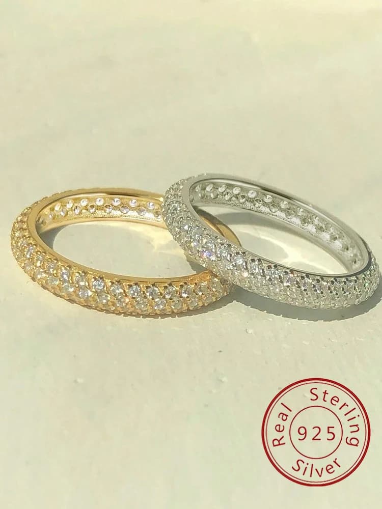 925 Sterling Silver Fashionable Simplicity Zircon Stackable Plain Ring For Women Daily Life Party Anniversary Fine Jewelry