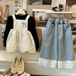 Bear Leader Summer New Blue Jeans 2-7-year-old Simple Kids Clothes Girls Korean Edition Fashion Lace Decoration Casual Pants
