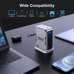 Ubigbuy 300W GaN Charger PPS PD 100W USB Type C 6-Port Digital Display Desktop Fast Charging Station for MacBook iPhone Samsung