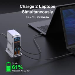 Ubigbuy 300W GaN Charger PPS PD 100W USB Type C 6-Port Digital Display Desktop Fast Charging Station for MacBook iPhone Samsung