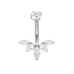 ASTM F136 Titanium Navel Ring PIERC Belly Navel Rings Zircon Paved Top Threaded Piercing Belly Button Ring Factory Body Jewelr