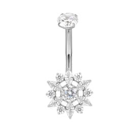 ASTM F136 Titanium Navel Ring PIERC Belly Navel Rings Zircon Paved Top Threaded Piercing Belly Button Ring Factory Body Jewelr