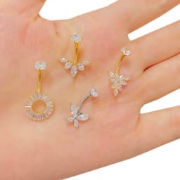 ASTM F136 Titanium Navel Ring PIERC Belly Navel Rings Zircon Paved Top Threaded Piercing Belly Button Ring Factory Body Jewelr