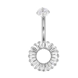 ASTM F136 Titanium Navel Ring PIERC Belly Navel Rings Zircon Paved Top Threaded Piercing Belly Button Ring Factory Body Jewelr