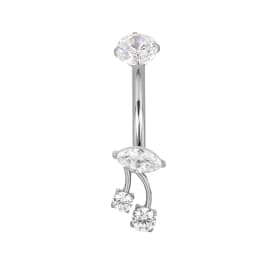 ASTM F136 Titanium Navel Ring PIERC Belly Navel Rings Zircon Paved Top Threaded Piercing Belly Button Ring Factory Body Jewelr