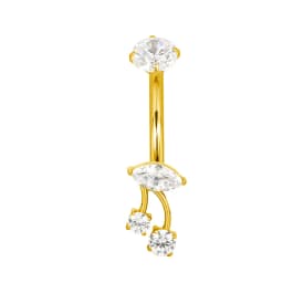 ASTM F136 Titanium Navel Ring PIERC Belly Navel Rings Zircon Paved Top Threaded Piercing Belly Button Ring Factory Body Jewelr