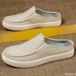 Summer breathable solid color versatile and comfortable one foot men's cloth shoes casual lightweight half drag loafers