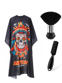 WANMEI Hair Cutting Barber Cape Set with Neck Duster Brush Barber Brush Professional Barber Accessories Salon Cleaning Supplies