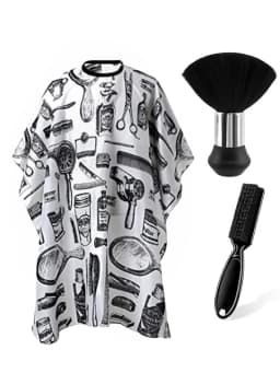 WANMEI Hair Cutting Barber Cape Set with Neck Duster Brush Barber Brush Professional Barber Accessories Salon Cleaning Supplies