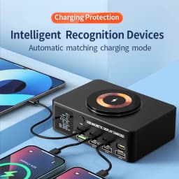 220W GaN USB Type C Fast Charger Portable QC3.0 140W Desktop Power Charging Station Charger For iPhone 16 15 Pro Max MacBook Air