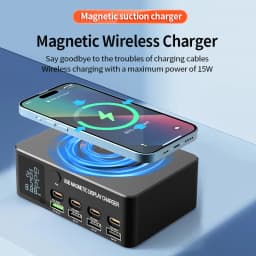 220W GaN USB Type C Fast Charger Portable QC3.0 140W Desktop Power Charging Station Charger For iPhone 16 15 Pro Max MacBook Air