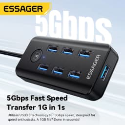 Essager 7 Ports USB HUB 3.0 High Speed Multi USB 3.0 Splitter Type c USB 2.0 Expander Power Adapter For PC Computer