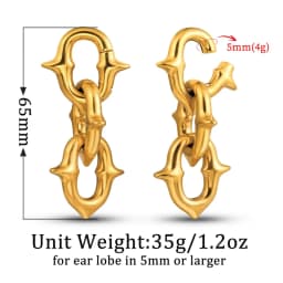 Casvort 2PCS 316L Stainless Steel Cool Chain Ear Weights Hangers Expander Piercing Women Man Body Earrings Fashion Jewelry Gift
