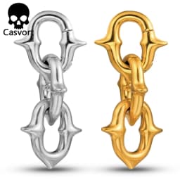 Casvort 2PCS 316L Stainless Steel Cool Chain Ear Weights Hangers Expander Piercing Women Man Body Earrings Fashion Jewelry Gift