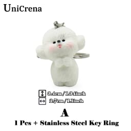 UniCrena Cute Bichon Frise Dog Keychain Bag Charm for Backpack Handbag Purse Car Keys Keychain Cute Pet Lover Gift for Her Him