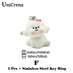 UniCrena Cute Bichon Frise Dog Keychain Bag Charm for Backpack Handbag Purse Car Keys Keychain Cute Pet Lover Gift for Her Him