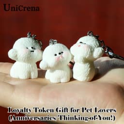 UniCrena Cute Bichon Frise Dog Keychain Bag Charm for Backpack Handbag Purse Car Keys Keychain Cute Pet Lover Gift for Her Him