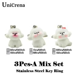 UniCrena Cute Bichon Frise Dog Keychain Bag Charm for Backpack Handbag Purse Car Keys Keychain Cute Pet Lover Gift for Her Him
