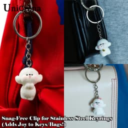 UniCrena Cute Bichon Frise Dog Keychain Bag Charm for Backpack Handbag Purse Car Keys Keychain Cute Pet Lover Gift for Her Him