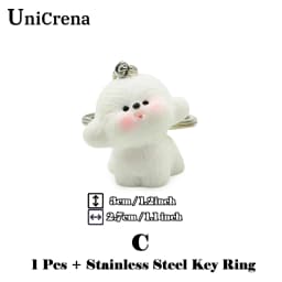 UniCrena Cute Bichon Frise Dog Keychain Bag Charm for Backpack Handbag Purse Car Keys Keychain Cute Pet Lover Gift for Her Him
