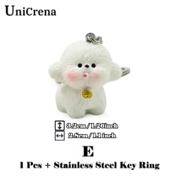 UniCrena Cute Bichon Frise Dog Keychain Bag Charm for Backpack Handbag Purse Car Keys Keychain Cute Pet Lover Gift for Her Him