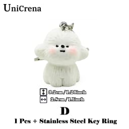 UniCrena Cute Bichon Frise Dog Keychain Bag Charm for Backpack Handbag Purse Car Keys Keychain Cute Pet Lover Gift for Her Him