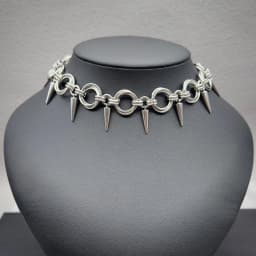 Goth Spiky Chainmail Choker Necklace for Women Men Punk Y2K Handmade Stainless Steel Rivet Spike Necklace Emo Grunge Aesthetic